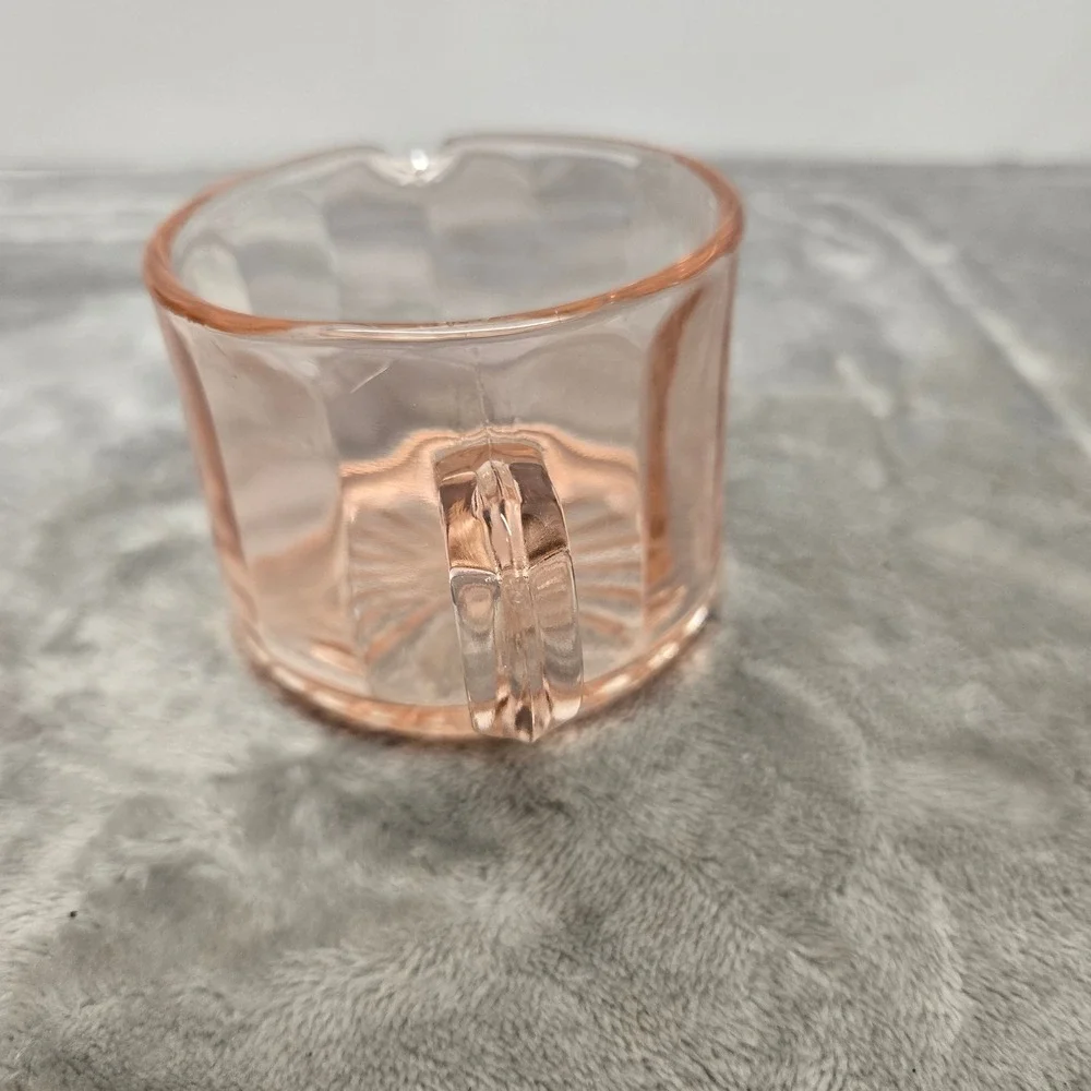 Vintage Pink Depression Glass Creamer Paneled Starburst Base Pitcher 3.5 inch